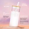 imageTronco 20 oz Glass Tumbler with Lid and Straw Iced Coffee Cup and Smoothie Cup with Bamboo Lids ampamp Protective Silicone Sleeve Dishwasher Safe BPAFree Glass Cup 1 PackLight Purple