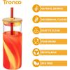 imageTronco 20 oz Glass Tumbler with Lid and Straw Iced Coffee Cup and Smoothie Cup with Bamboo Lids ampamp Protective Silicone Sleeve Dishwasher Safe BPAFree Glass Cup 1 PackBlack render