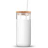 imageTronco 20 oz Glass Tumbler with Lid and Straw Iced Coffee Cup and Smoothie Cup with Bamboo Lids ampamp Protective Silicone Sleeve Dishwasher Safe BPAFree Glass Cup 1 PackWhiteAmber