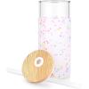 imageTronco 20 oz Glass Tumbler with Lid and Straw Iced Coffee Cup and Smoothie Cup with Bamboo Lids ampamp Protective Silicone Sleeve Dishwasher Safe BPAFree Glass Cup 1 PackColorful spots