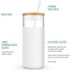 imageTronco 20 oz Glass Tumbler with Lid and Straw Iced Coffee Cup and Smoothie Cup with Bamboo Lids ampamp Protective Silicone Sleeve Dishwasher Safe BPAFree Glass Cup 1 PackBlack