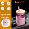 imageTronco 20 oz Glass Tumbler with Lid and Straw Iced Coffee Cup and Smoothie Cup with Bamboo Lids ampamp Protective Silicone Sleeve Dishwasher Safe BPAFree Glass Cup 1 PackCoffee