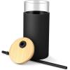 imageTronco 20 oz Glass Tumbler with Lid and Straw Iced Coffee Cup and Smoothie Cup with Bamboo Lids ampamp Protective Silicone Sleeve Dishwasher Safe BPAFree Glass Cup 1 PackBlack