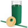 imageTronco 20 oz Glass Tumbler with Lid and Straw Iced Coffee Cup and Smoothie Cup with Bamboo Lids ampamp Protective Silicone Sleeve Dishwasher Safe BPAFree Glass Cup 1 PackBlackish Green