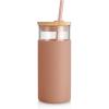 imageTronco 20 oz Glass Tumbler with Lid and Straw Iced Coffee Cup and Smoothie Cup with Bamboo Lids ampamp Protective Silicone Sleeve Dishwasher Safe BPAFree Glass Cup 1 PackCoffee