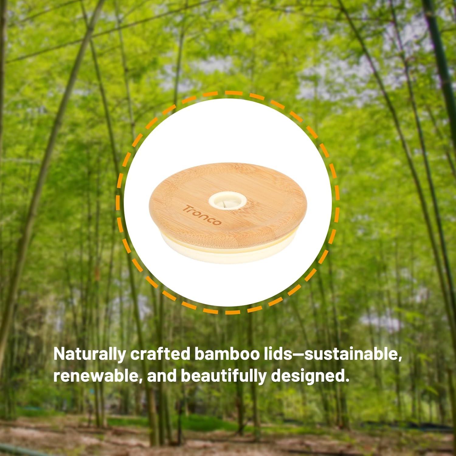 imageReplacement Bamboo Lid for Tumblers PressIn Lid Fits Tronco 32 oz 42 oz Glass Tumblers with Handle Light PurpleAmberBamboo