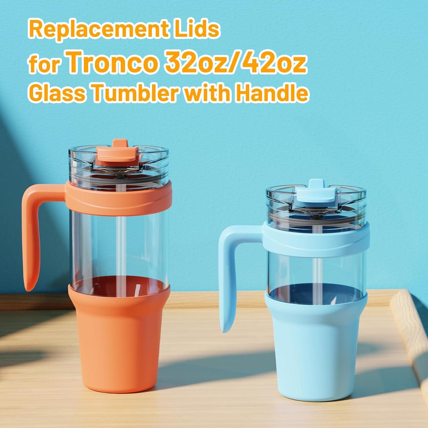 imageReplacement Bamboo Lid for Tumblers PressIn Lid Fits Tronco 32 oz 42 oz Glass Tumblers with Handle Light PurpleGreen