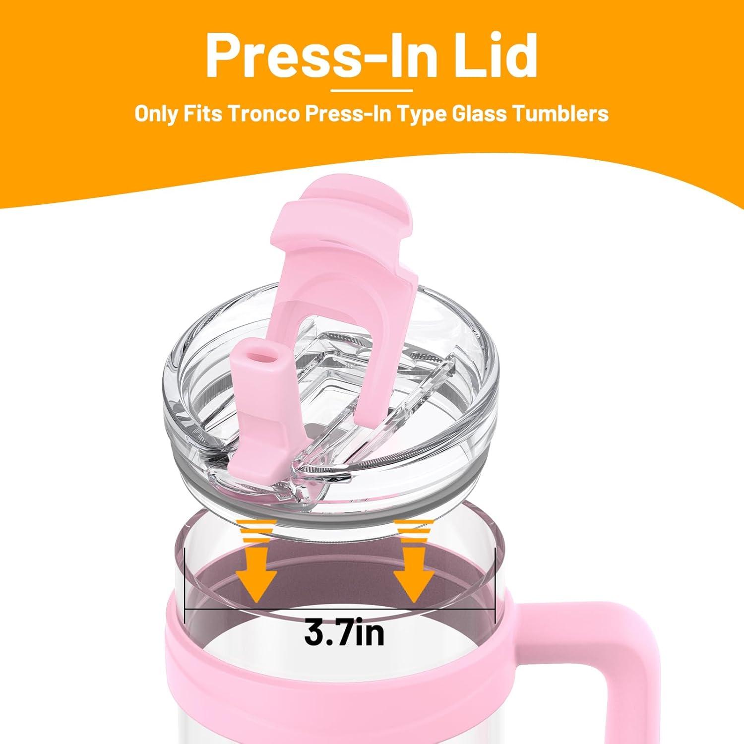 imageReplacement Lid for Tumblers 2in1 Flip Straw Spout Lid PressIn Lid Fits Tronco 32 oz 42 oz Glass Tumblers with Handle AmberSkyblue