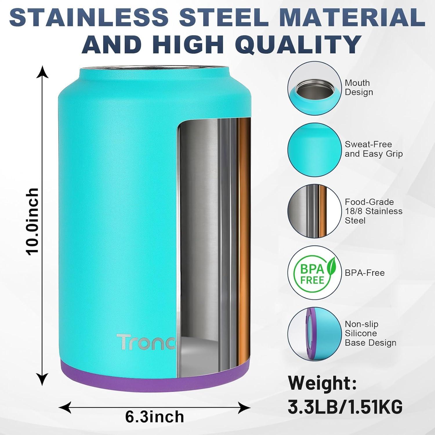 imageTronco 1 Gallon Water Bottle 128 oz Large Stainless Steel Triple Wall Vacuum Insulated Water Jug with Straw Lid and Spout Keep Cold 48 Hrs Top Handle Leak Proof Wide Mouth Sweat Proof BPA FreeDark Green