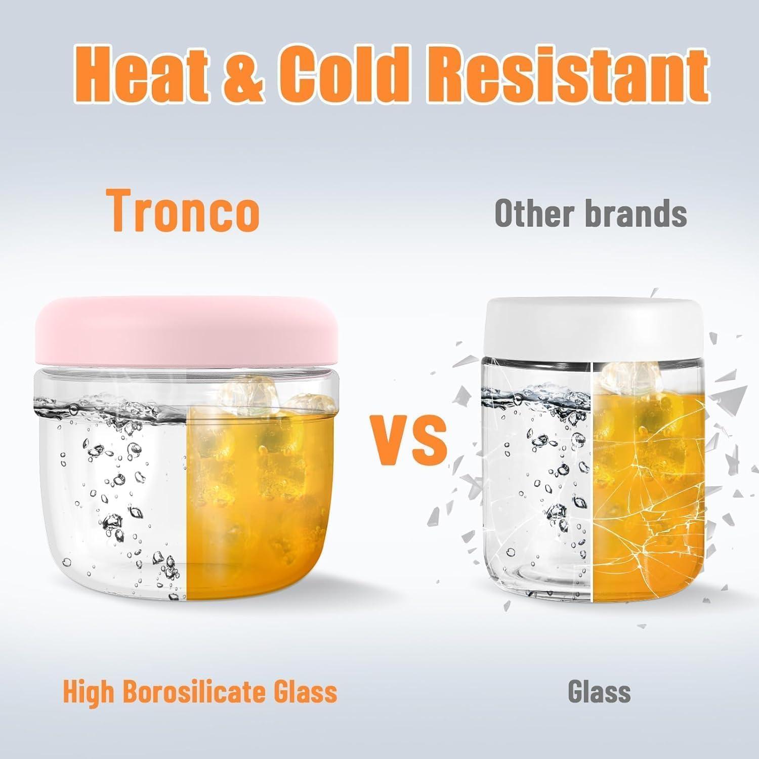 imageTronco 16 oz Glass Food Storage Containers with Lids Airtight Leak ampamp Spill Proof Glass Lunch Bowls for Meal Prep Salad Yogurt Soup ampamp Stew Microwave ampamp Dishwasher Safe BPAFree Set of 2Black