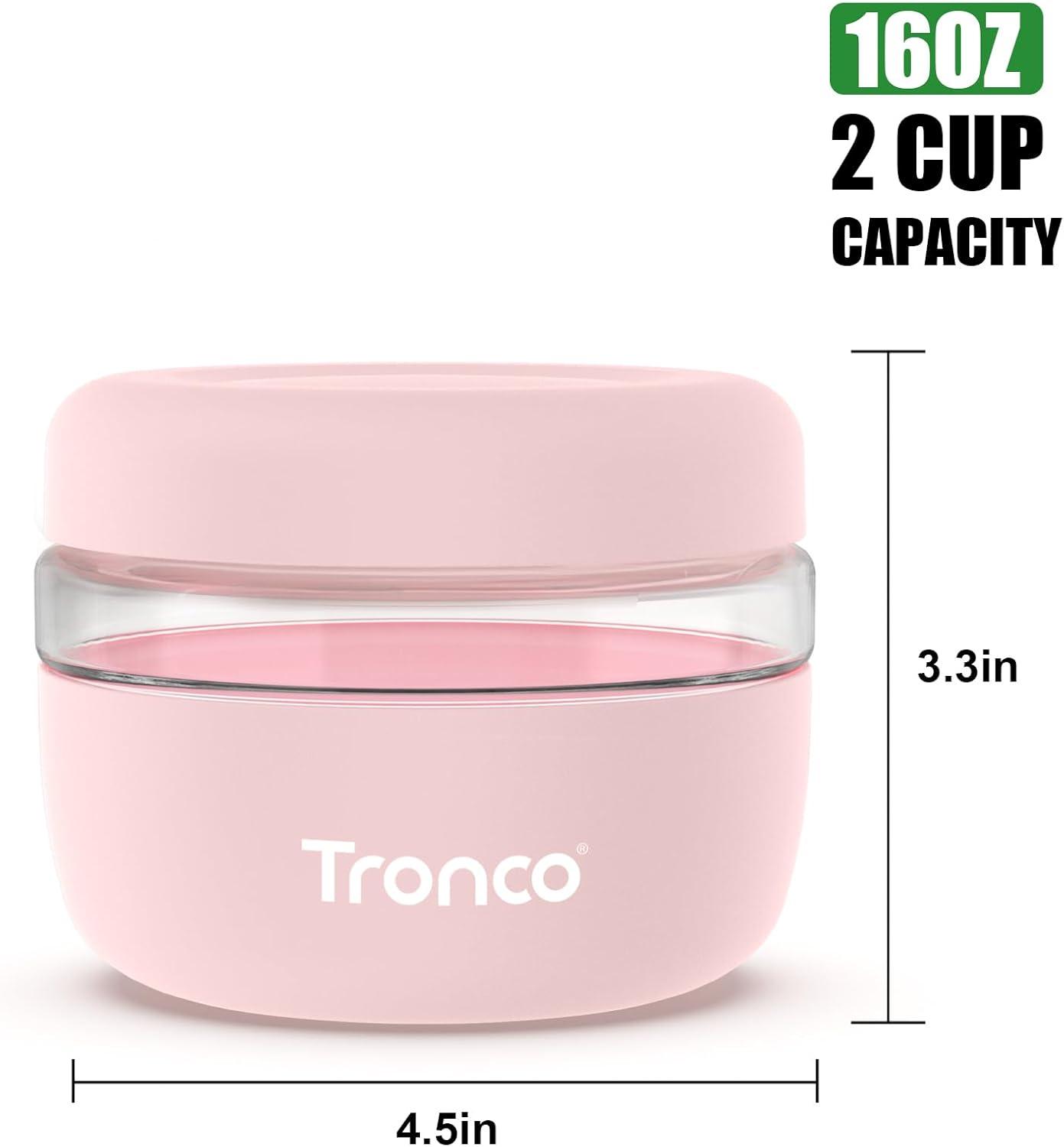 imageTronco 16 oz Glass Food Storage Containers with Lids Airtight Leak ampamp Spill Proof Glass Lunch Bowls for Meal Prep Salad Yogurt Soup ampamp Stew Microwave ampamp Dishwasher Safe BPAFree Set of 2Black