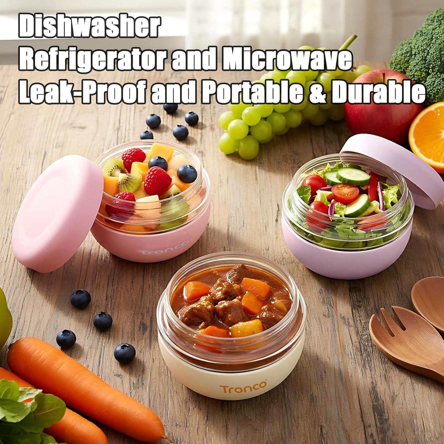 imageTronco 16 oz Glass Food Storage Containers with Lids Airtight Leak ampamp Spill Proof Glass Lunch Bowls for Meal Prep Salad Yogurt Soup ampamp Stew Microwave ampamp Dishwasher Safe BPAFree Set of 2Light Gray