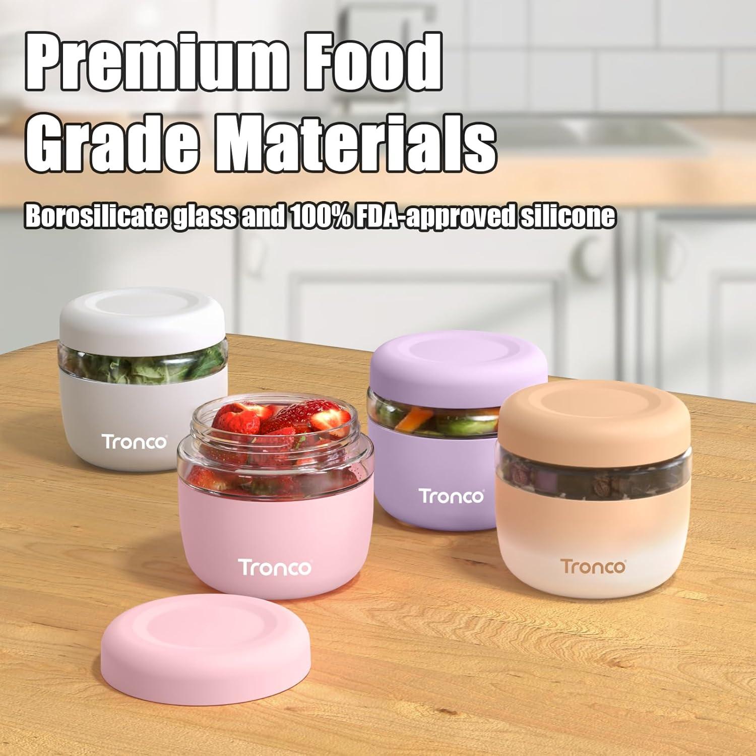 imageTronco 16 oz Glass Food Storage Containers with Lids Airtight Leak ampamp Spill Proof Glass Lunch Bowls for Meal Prep Salad Yogurt Soup ampamp Stew Microwave ampamp Dishwasher Safe BPAFree Set of 2Black