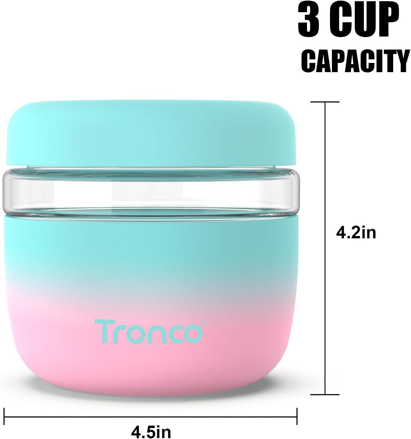 imageTronco 16 oz Glass Food Storage Containers with Lids Airtight Leak ampamp Spill Proof Glass Lunch Bowls for Meal Prep Salad Yogurt Soup ampamp Stew Microwave ampamp Dishwasher Safe BPAFree Set of 2GrayBlack