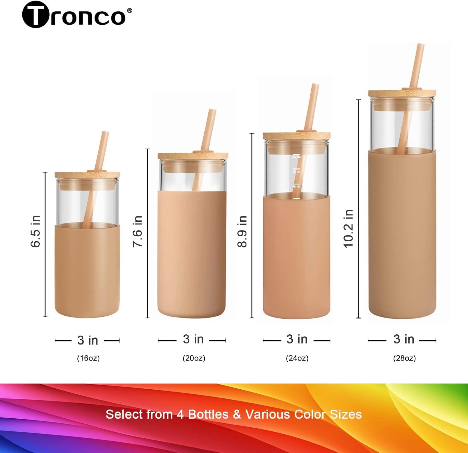 imageTronco 16 oz Glass Tumbler with Straw and Bamboo Lid Iced Coffee Cup Reusable Smoothie Cups Tumbler with Silicone Protective Sleeve  BPA FreeColored spots