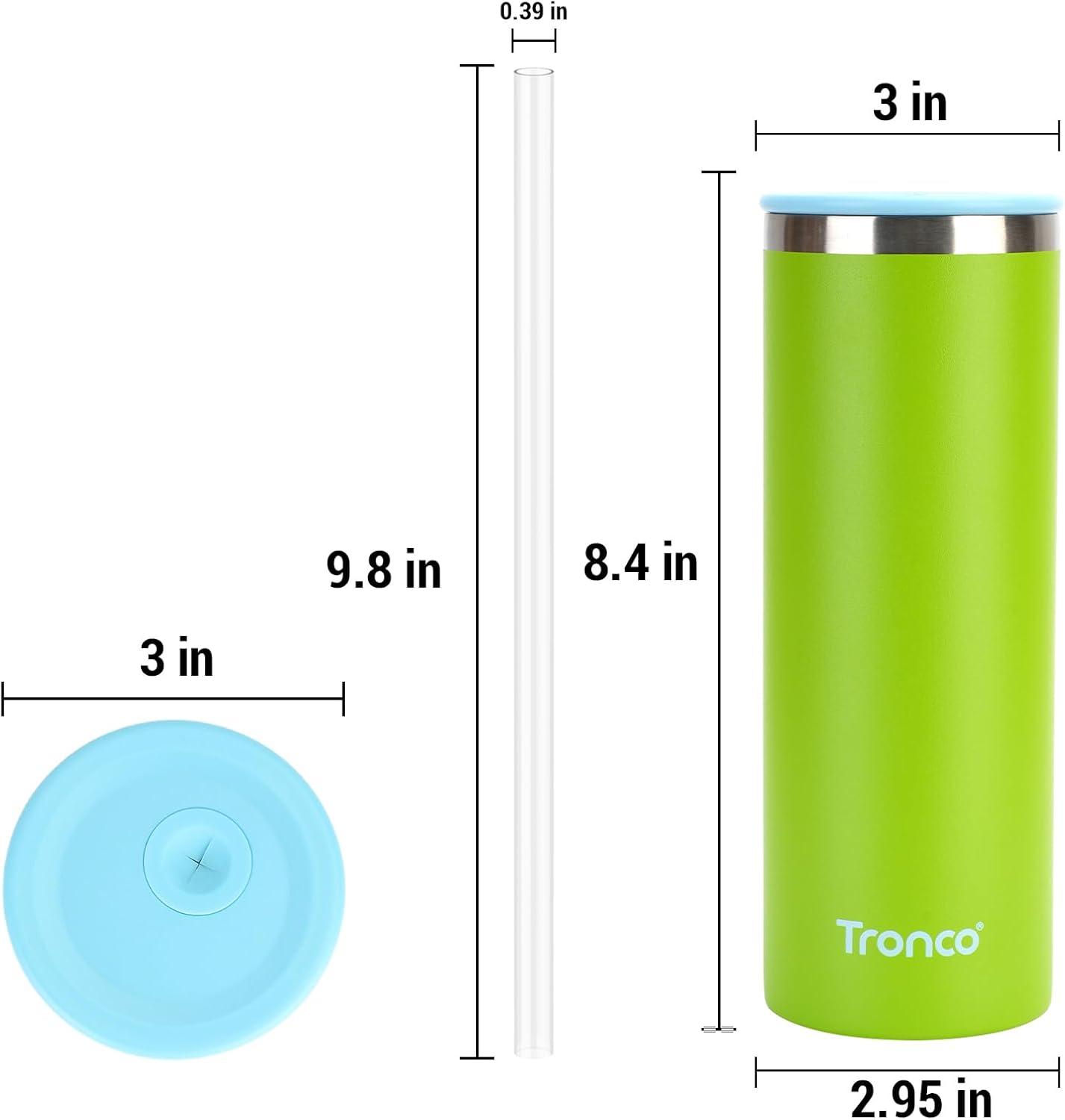 imageTronco 20oz Stainless Steel Vacuum Insulated Tumbler with Straw SpillResistant Lid BPAFree Reusable Coffee Cup for Iced Tea Water Coffee or Smoothie and More Gift for Men and WomenApple Green