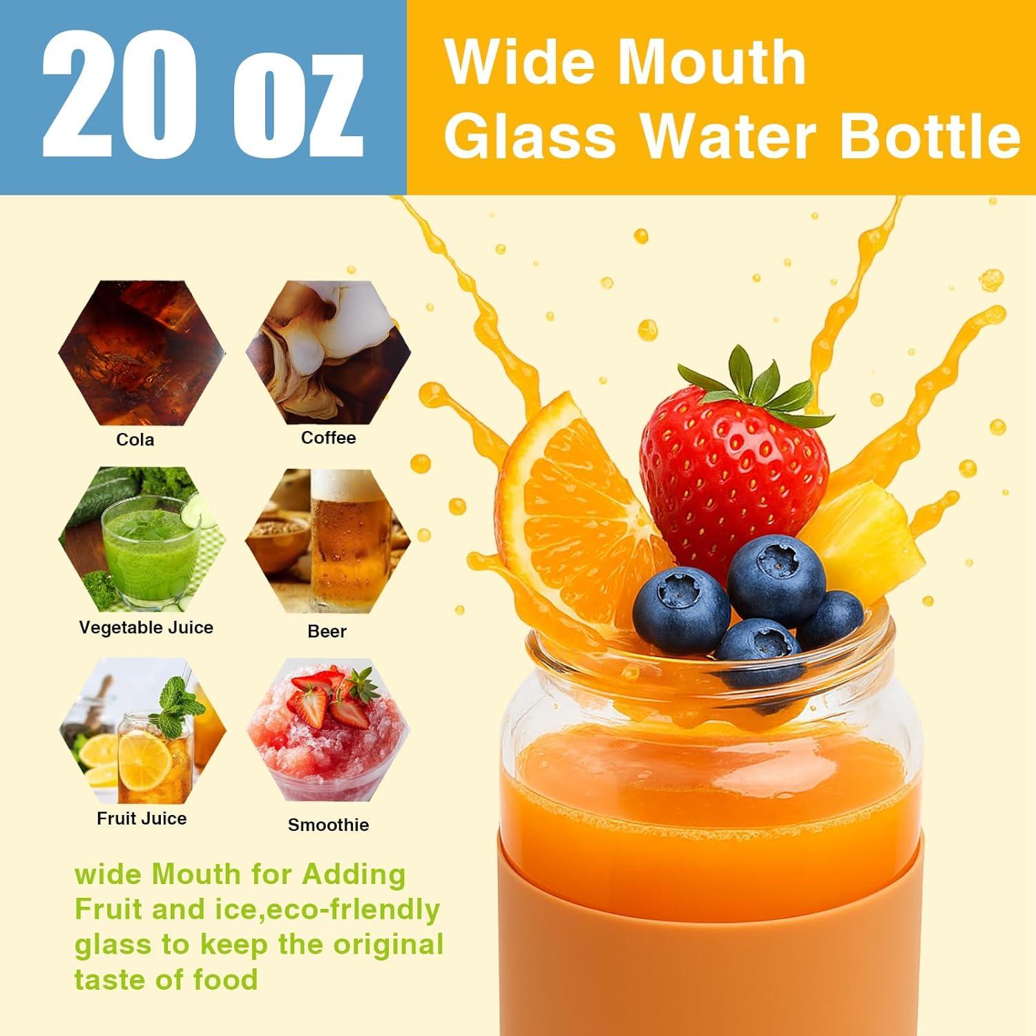 imageTronco 24oz Glass Water Bottles with Bamboo Lid ampamp Silicone Sleeve Leak Proof BPA Free Reusable Borosilicate Glass Bottles for Juicing Smoothies Juice ampamp Water for Men ampamp Women Gym Office TravelGreenpink
