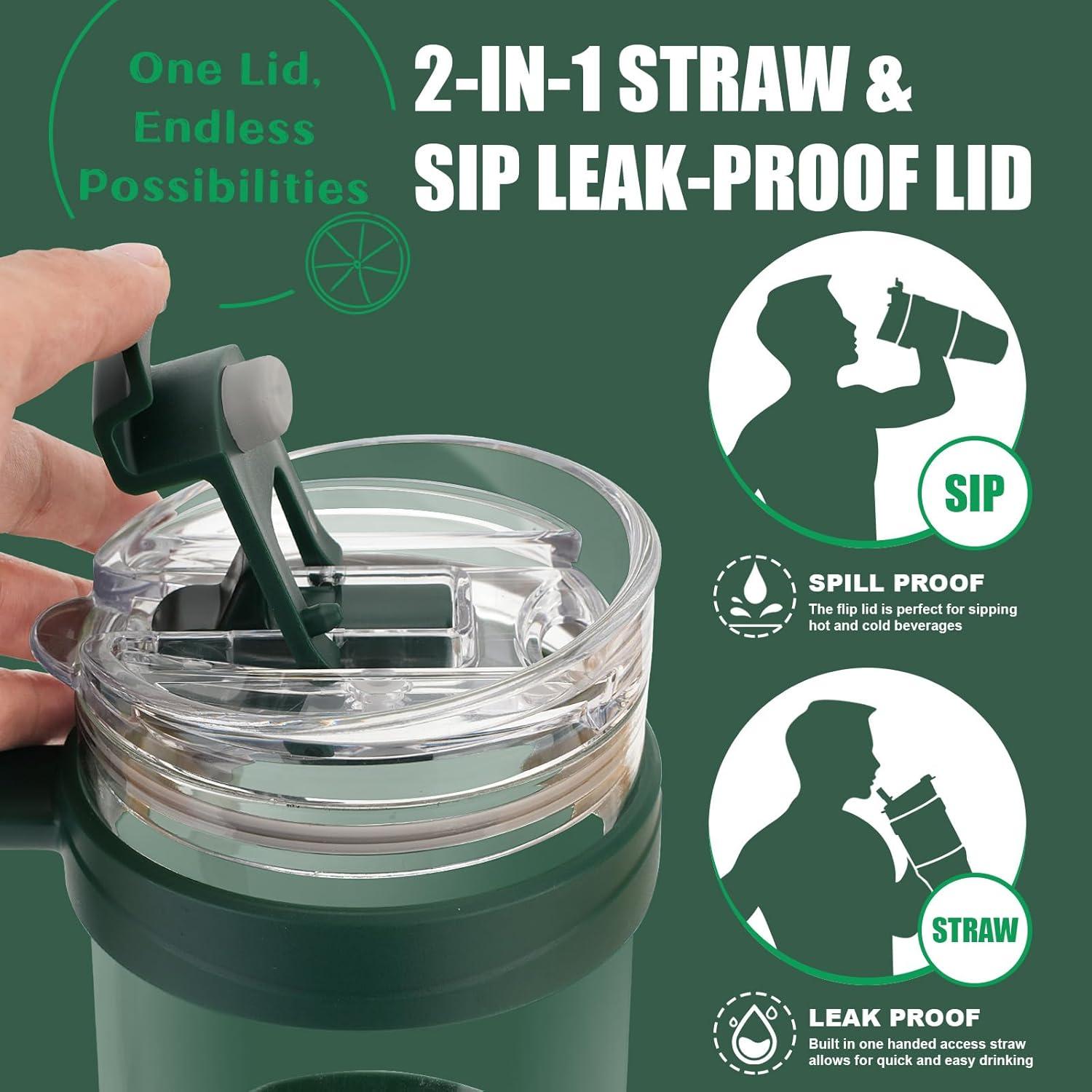 imageTronco 40 oz Glass Tumbler with Handle Bamboo Lid and Straw Fits Cup Holders Reusable Glass Water Bottles for Iced Coffee and Smoothie LeadFree BPAFreeCream