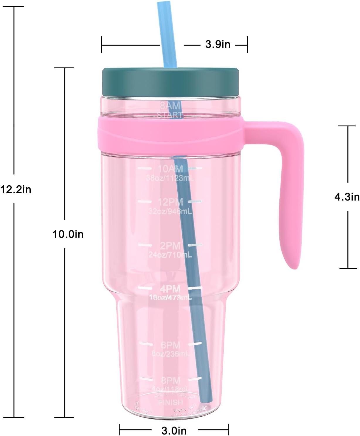 imageTronco 50 oz Tritan Plastic Tumbler with Lid and Straw BPAFree Reusable Clear Water Bottle with Time Marker 100 Leak Proof ampamp Wide Mouth for Iced Coffee Juice Bubble Tea SmoothiesFancy Lilac
