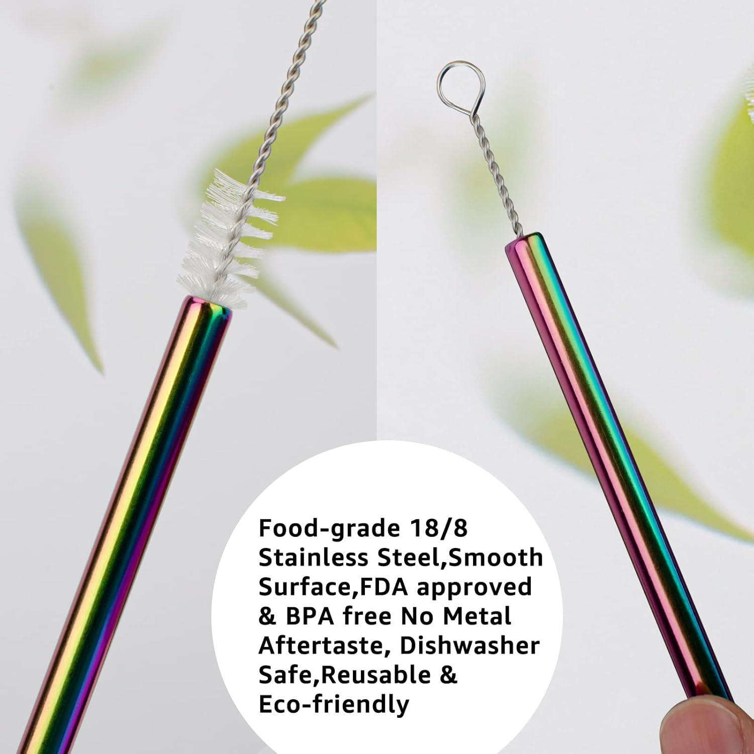 imageTronco Set of 6 Stainless Steel Reusable Metal Straws with Silicone Flex Tips Elbows Cover Metal Drinking Straws for Tronco Tumbler 6 Steel Straws6 Silicone Tips1 Straw Cleaning BrushIridescenceStainless Iridescence