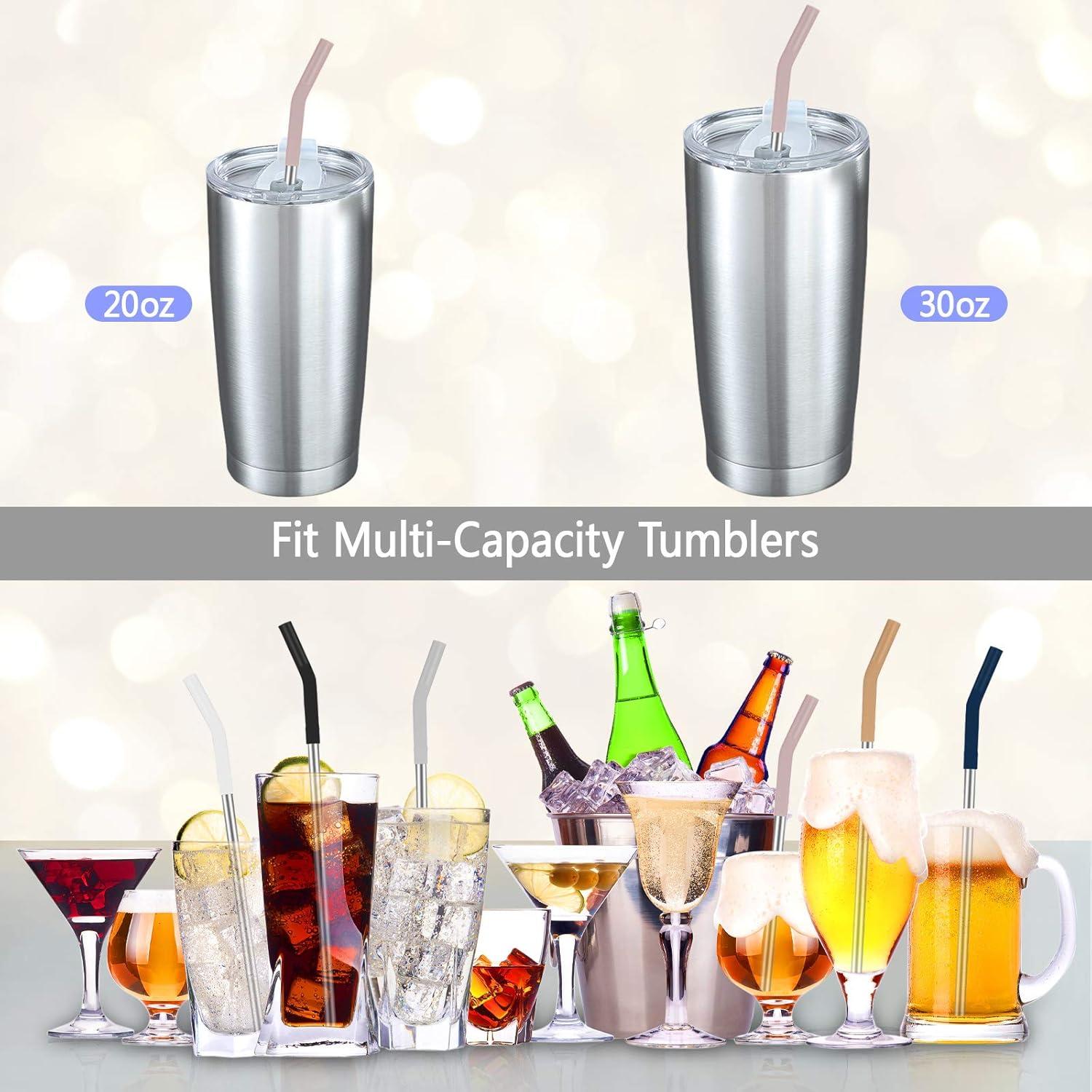 imageTronco Set of 6 Stainless Steel Reusable Metal Straws with Silicone Flex Tips Elbows Cover Metal Drinking Straws for Tronco Tumbler 6 Steel Straws6 Silicone Tips1 Straw Cleaning BrushStainless multi color