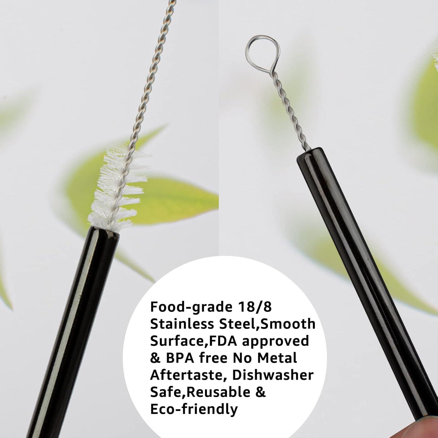 imageTronco Set of 6 Stainless Steel Reusable Metal Straws with Silicone Flex Tips Elbows Cover Metal Drinking Straws for Tronco Tumbler 6 Steel Straws6 Silicone Tips1 Straw Cleaning BrushIridescenceStainless Back