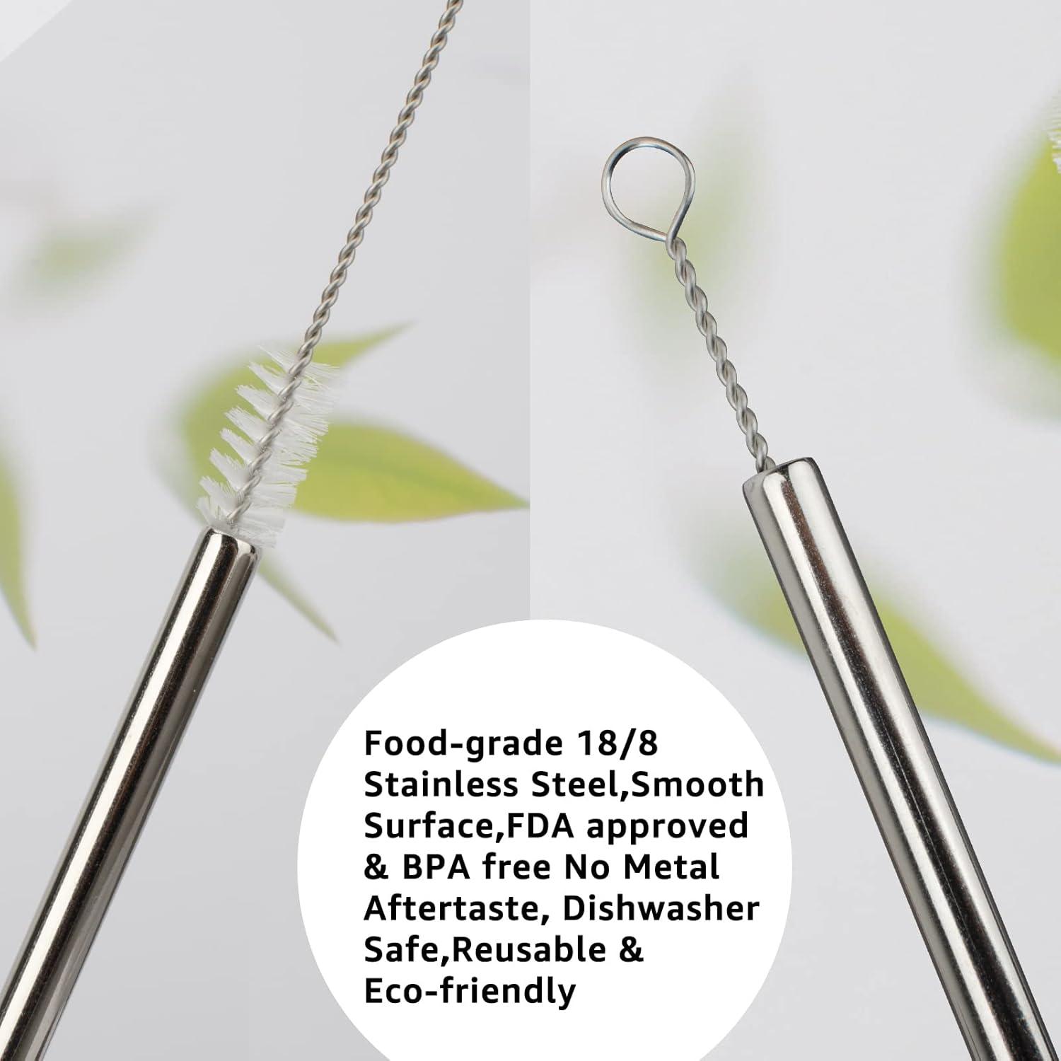 imageTronco Set of 6 Stainless Steel Reusable Metal Straws with Silicone Flex Tips Elbows Cover Metal Drinking Straws for Tronco Tumbler 6 Steel Straws6 Silicone Tips1 Straw Cleaning BrushIridescenceStainless steel straw