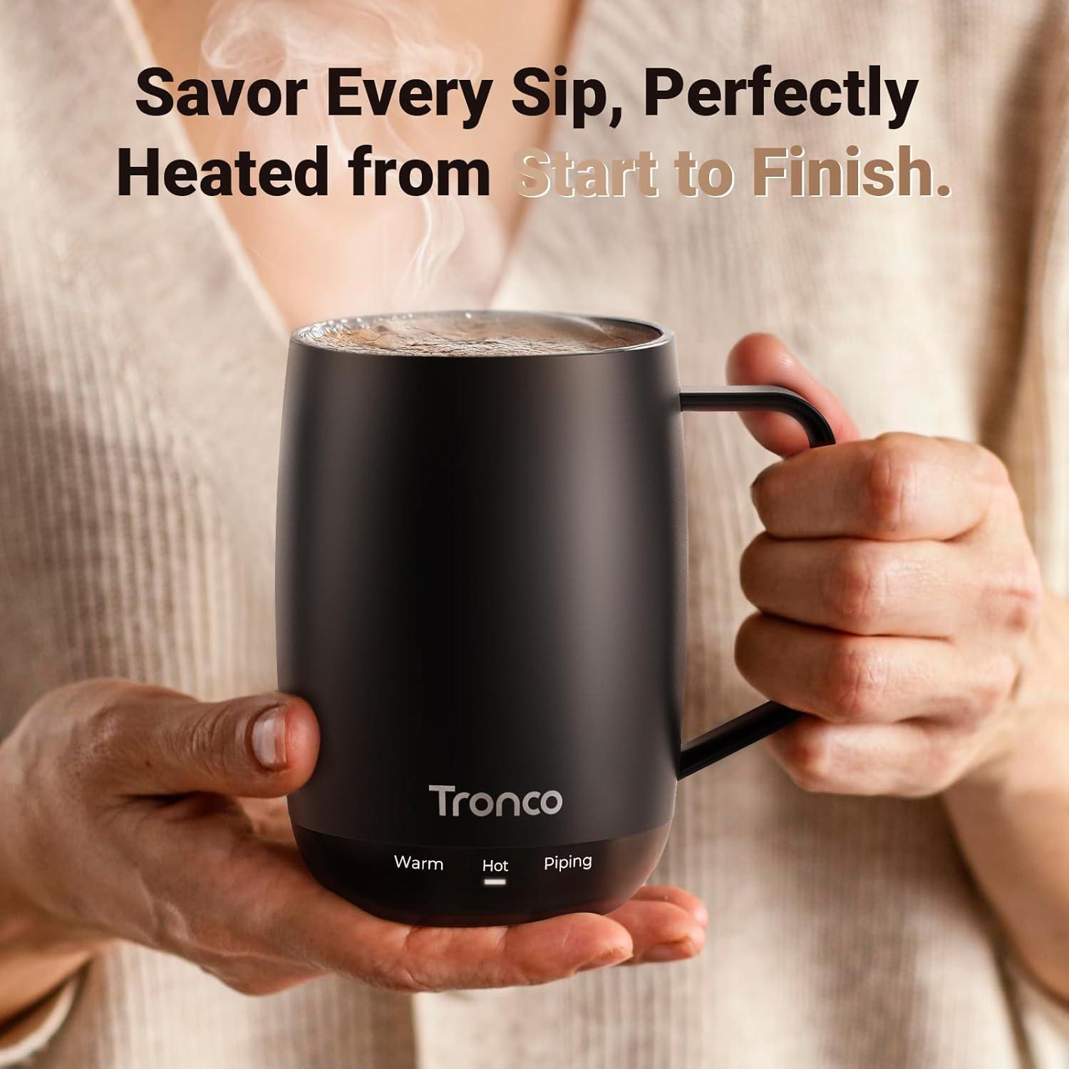 imageTronco Temperature Control Heated Coffee Mug 14 oz  Rechargeable SelfHeating Coffee Mug with Lid  Manual Control 3 Modes 130 Min Battery Life Auto ShutOff BlueCrimson