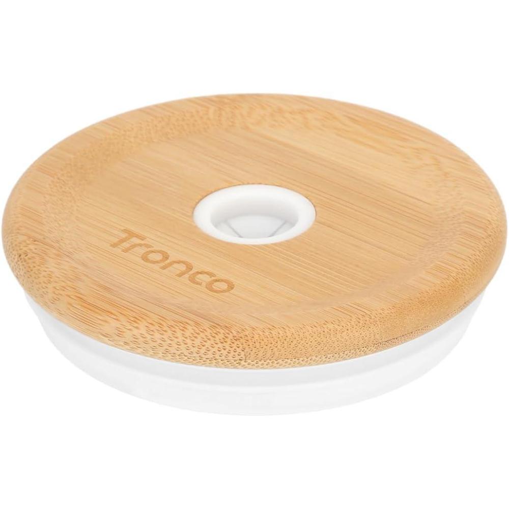 imageReplacement Bamboo Lid for Tumblers PressIn Lid Fits Tronco 32 oz 42 oz Glass Tumblers with Handle Light PurpleWhiteBamboo
