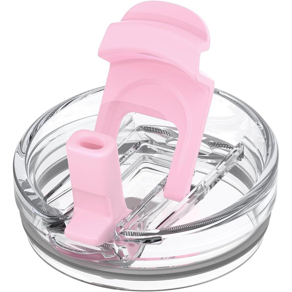 imageReplacement Lid for Tumblers 2in1 Flip Straw Spout Lid PressIn Lid Fits Tronco 32 oz 42 oz Glass Tumblers with Handle AmberPink