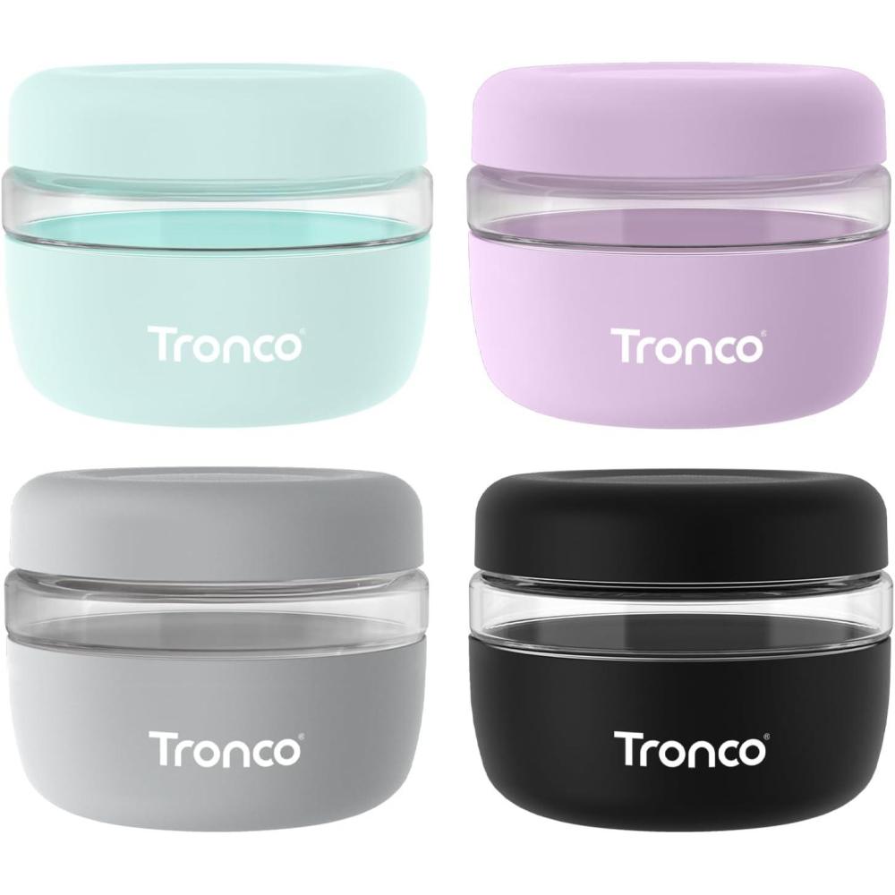 imageTronco 24 oz Glass Lunch Bowl Container with Lid Glass Food Containers Leak ampamp Spill Proof Soup ampamp Stew Food Storage Salad Yogurt Meal Prep Airtight Reusable Dishwasher Safe BPAFree Set of 1PurpleBlackGrayMint