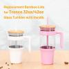 imageReplacement Bamboo Lid for Tumblers PressIn Lid Fits Tronco 32 oz 42 oz Glass Tumblers with Handle Light PurpleAmberBamboo