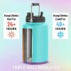 imageTronco 1 Gallon Water Bottle 128 oz Large Stainless Steel Triple Wall Vacuum Insulated Water Jug with Straw Lid and Spout Keep Cold 48 Hrs Top Handle Leak Proof Wide Mouth Sweat Proof BPA FreeGradient Cyan