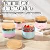 imageTronco 16 oz Glass Food Storage Containers with Lids Airtight Leak ampamp Spill Proof Glass Lunch Bowls for Meal Prep Salad Yogurt Soup ampamp Stew Microwave ampamp Dishwasher Safe BPAFree Set of 2PinkBamboo Lid