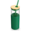 imageTronco 16 oz Glass Tumbler with Straw and Bamboo Lid Iced Coffee Cup Reusable Smoothie Cups Tumbler with Silicone Protective Sleeve  BPA FreeBlackish Green