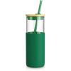 imageTronco 16 oz Glass Tumbler with Straw and Bamboo Lid Iced Coffee Cup Reusable Smoothie Cups Tumbler with Silicone Protective Sleeve  BPA FreeBlackish Green