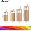 imageTronco 16 oz Glass Tumbler with Straw and Bamboo Lid Iced Coffee Cup Reusable Smoothie Cups Tumbler with Silicone Protective Sleeve  BPA FreeColored spots
