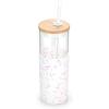 imageTronco 16 oz Glass Tumbler with Straw and Bamboo Lid Iced Coffee Cup Reusable Smoothie Cups Tumbler with Silicone Protective Sleeve  BPA FreeColored spots