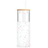 imageTronco 16 oz Glass Tumbler with Straw and Bamboo Lid Iced Coffee Cup Reusable Smoothie Cups Tumbler with Silicone Protective Sleeve  BPA FreeColored spots