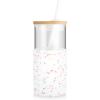 imageTronco 16 oz Glass Tumbler with Straw and Bamboo Lid Iced Coffee Cup Reusable Smoothie Cups Tumbler with Silicone Protective Sleeve  BPA FreeColored spots