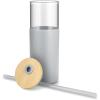 imageTronco 16 oz Glass Tumbler with Straw and Bamboo Lid Iced Coffee Cup Reusable Smoothie Cups Tumbler with Silicone Protective Sleeve  BPA FreeFrench Grey