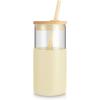 imageTronco 16 oz Glass Tumbler with Straw and Bamboo Lid Iced Coffee Cup Reusable Smoothie Cups Tumbler with Silicone Protective Sleeve  BPA FreeGravel Ash