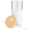 imageTronco 16 oz Glass Tumbler with Straw and Bamboo Lid Iced Coffee Cup Reusable Smoothie Cups Tumbler with Silicone Protective Sleeve  BPA FreeWhite