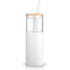 imageTronco 16 oz Glass Tumbler with Straw and Bamboo Lid Iced Coffee Cup Reusable Smoothie Cups Tumbler with Silicone Protective Sleeve  BPA FreeWhite
