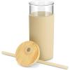 imageTronco 20 oz Glass Tumbler with Lid and Straw Iced Coffee Cup and Smoothie Cup with Bamboo Lids ampamp Protective Silicone Sleeve Dishwasher Safe BPAFree Glass Cup 2 PackGravel Ash