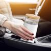 imageTronco 20 oz Glass Tumbler with Lid and Straw Iced Coffee Cup and Smoothie Cup with Bamboo Lids ampamp Protective Silicone Sleeve Dishwasher Safe BPAFree Glass Cup 2 PackGress