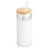 imageTronco 20 oz Glass Tumbler with Lid and Straw Iced Coffee Cup and Smoothie Cup with Bamboo Lids ampamp Protective Silicone Sleeve Dishwasher Safe BPAFree Glass Cup 2 PackWhiteBlack