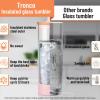 imageTronco 20 oz Insulated Tumbler with Lid Stainless Steel Borosilicate Glass Reusable Iced Coffee Cup for TravelAmber