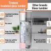 imageTronco 20 oz Insulated Tumbler with Lid Stainless Steel Borosilicate Glass Reusable Iced Coffee Cup for TravelWhite