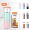 imageTronco 20 oz Insulated Tumbler with Lid Stainless Steel Borosilicate Glass Reusable Iced Coffee Cup for TravelWood Amber